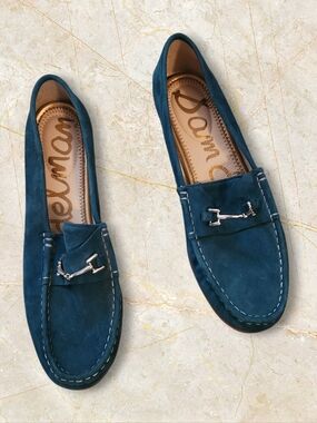 Sam Edelman Teal Suede Bit Loafers